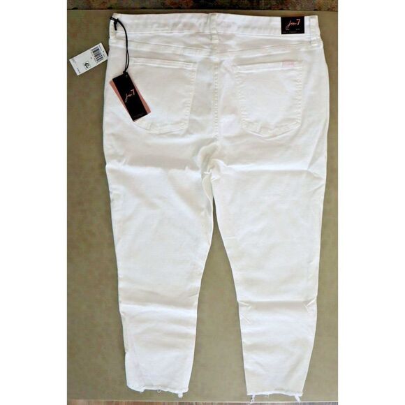 Jen 7 Women's Sz 16 White High Waist Chew Hem Crop Ankle Straight Jeans $109 - Picture 2 of 10